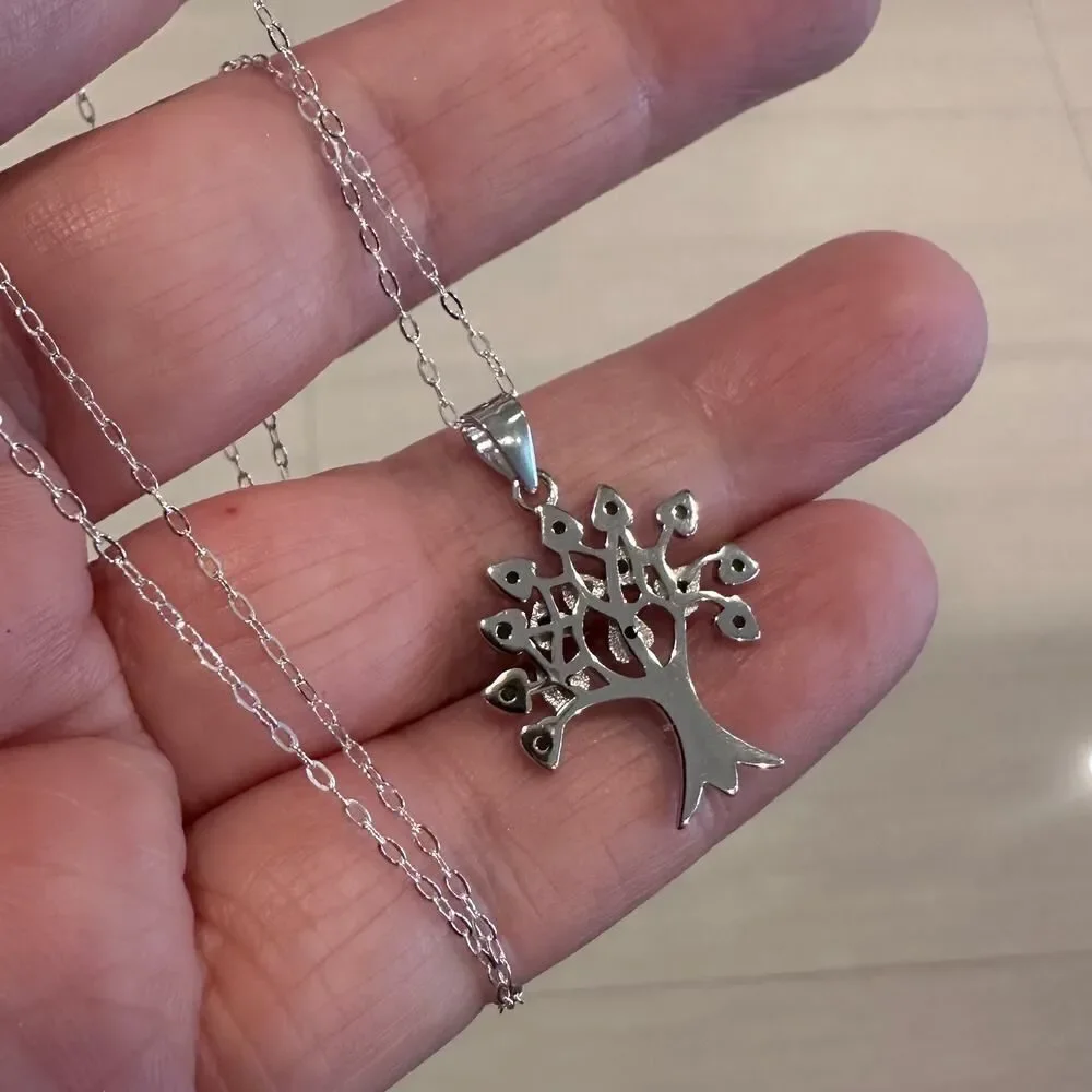 Tree of Life Sterling Silver CZ Necklace